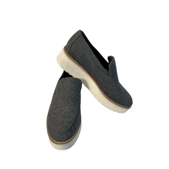 Vince Zeta Platform Wedge Loafer Felt Flannel Grey Size 6M - Picture 3 of 7